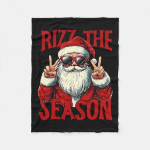 Rizz The Season Funny Cool Bruh Santa Claus Merry Fleece Blanket