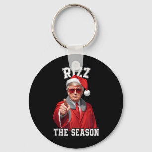 Rizz The Season Funny Trump Christmas Santa Claus Keychain