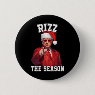 Rizz The Season Funny Trump Christmas Santa Pajama 2 Inch Round Button