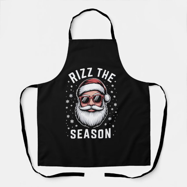 Rizz the Season Silly Christmas Funny Santa  Apron (Front)