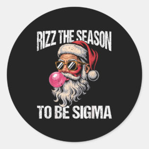 Rizz The Season To Be Sigma Santa Christmas Gen Al Classic Round Sticker