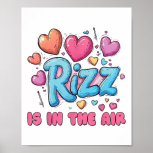 Rizz Valentines Day - Cute Hearts Meme Saying Poster
