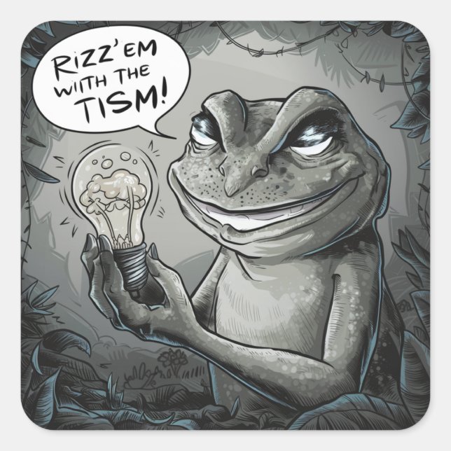 Rizz'em with the tism,tism square sticker (Front)