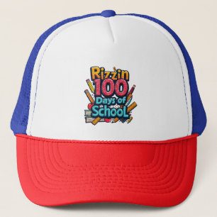 Rizzin 100 Days of School Gen Alpha Funny Trucker Hat