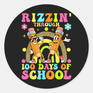 Rizzin' Through 100 Days Of School Kids 100th Day Classic Round Sticker