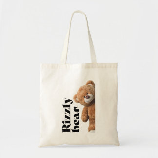 Rizzly cute teddy bear design funny quote tote bag
