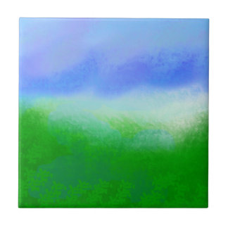 RMdesignflo55 CUTE SKY BLUE GREEN Tile