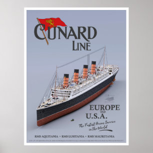 RMS Aquitania - Cunard Line (fictional poster) Poster