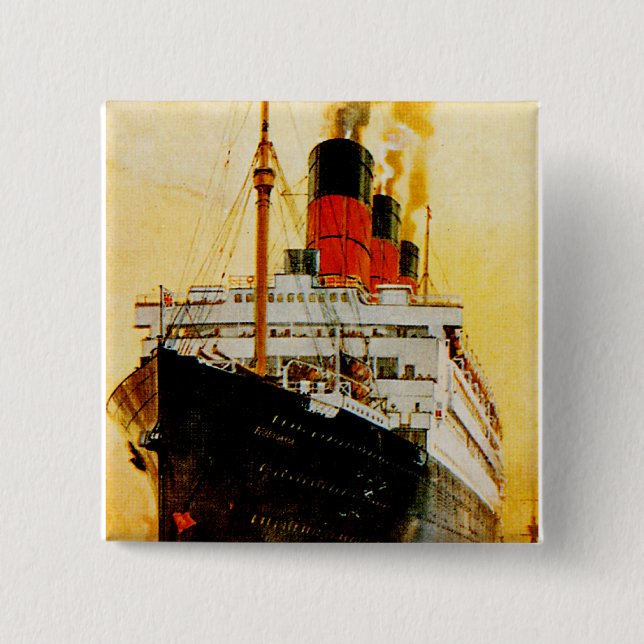 RMS Berengaria 2 Inch Square Button (Front)