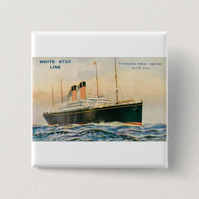 RMS Celtic 2 Inch Square Button (Front)