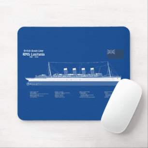 RMS Lusitania - Ship Blueprint Plans ABD Mouse Pad