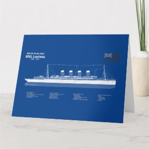 RMS Lusitania - Ship Blueprint Plans ABD Thank You Card