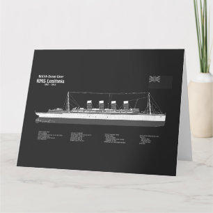RMS Lusitania - Ship Blueprint Plans PBD Thank You Card