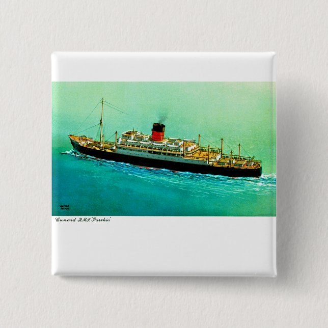 RMS Parthia 2 Inch Square Button (Front)