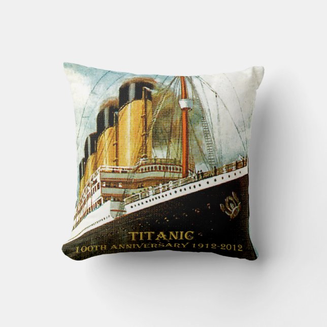 RMS Titanic 100th Anniversary Canvas Throw Pillow (Front)