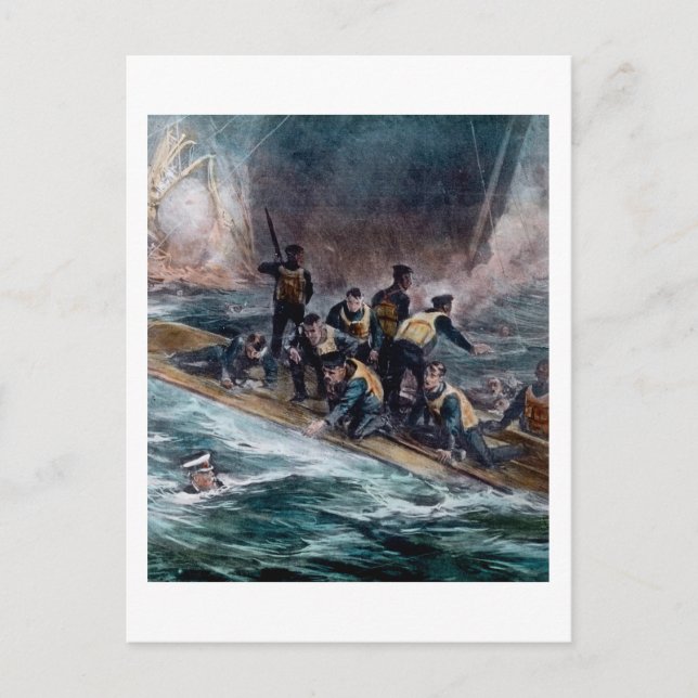 RMS Titanic Crew Escapes Behemoth Sinks Postcard (Front)