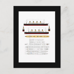 RMS Titanic Drawing and Diagram Postcard