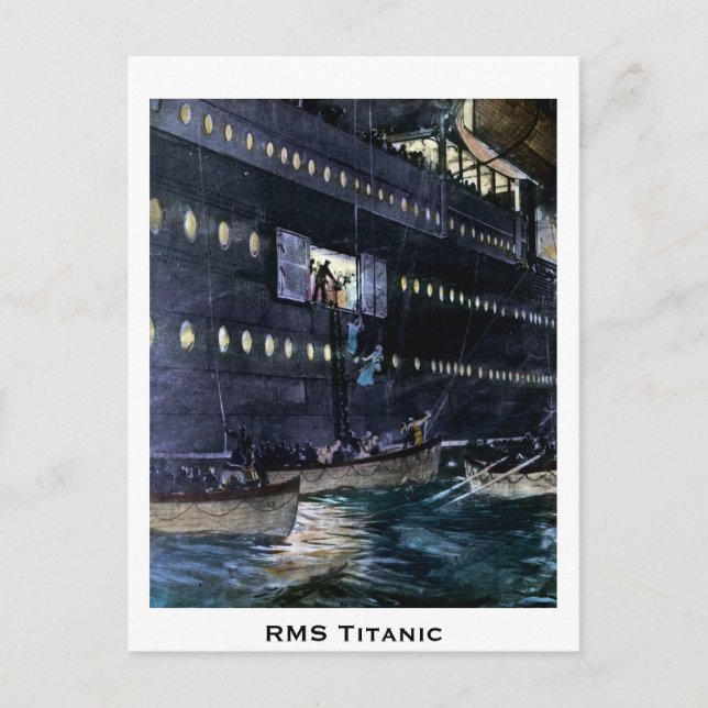 RMS Titanic Escape to the Lifeboats Quickly! Postcard (Front)