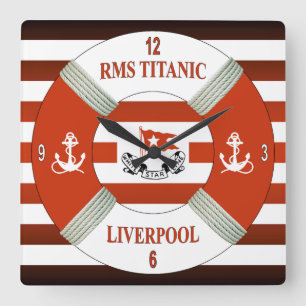 RMS Titanic ~ Liverpool ~ Southampton ~ New York Square Wall Clock