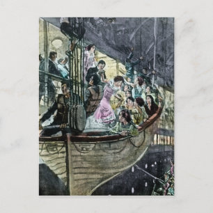 RMS Titanic Panic on Deck Rush for the Lifeboats Postcard