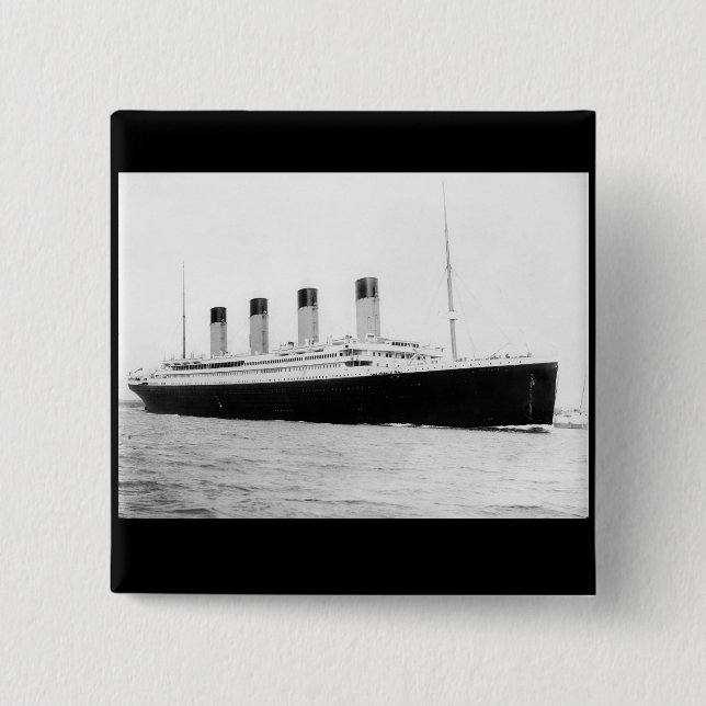 RMS Titanic Passenger Liner 2 Inch Square Button (Front)