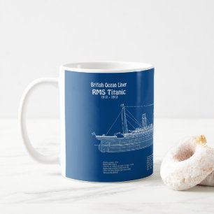 RMS Titanic Ship Blueprint Plans ABD Coffee Mug