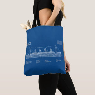 RMS Titanic Ship Blueprint Plans ABD Tote Bag