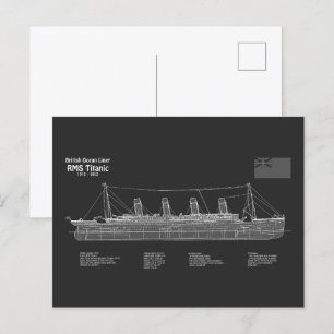 RMS Titanic Ship Blueprint Plans PBD Postcard
