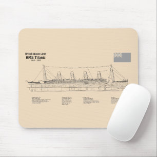 RMS Titanic Ship Blueprint Plans SD Mouse Pad