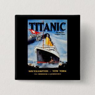 RMS Titanic Travel Ad 2 Inch Square Button