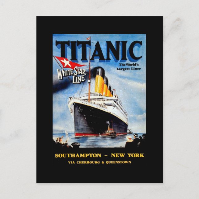 RMS Titanic Travel Ad Postcard (Front)