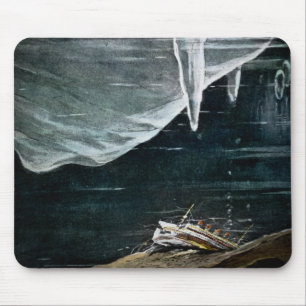 RMS Titanic Under the Sea and Icebergs Vintage Mouse Pad