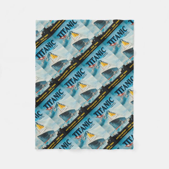 RMS Titanic Vintage Poster Art Fleece Blanket (Front)