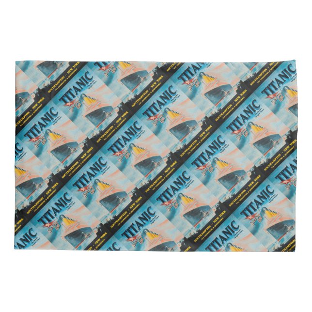 RMS Titanic Vintage Poster Art Pillowcase (Back)