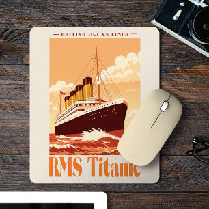 RMS Titanic Vintage Poster. Retro Ocean Liner Art Mouse Pad