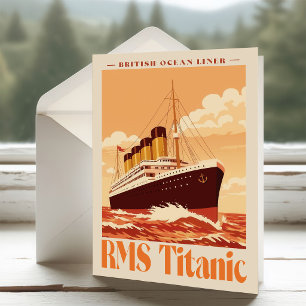 RMS Titanic Vintage Poster. Retro Ocean Liner Art Thank You Card