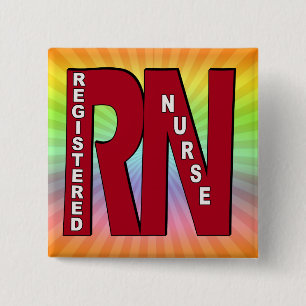 RN BIG RED REGISTERED NURSE 2 INCH SQUARE BUTTON