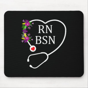 Rn Bsn Registered Nurse Nursing Floral Stethoscope Mouse Pad