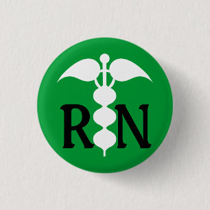 RN Caduceus Medical Icon Stylized 1 Inch Round Button