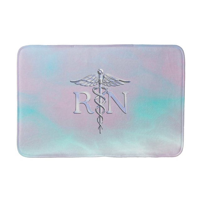 RN Caduceus Medical Mother Pearl Decor Bath Mat (Front)