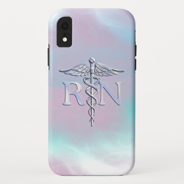 RN Caduceus Medical Mother Pearl Decor Case-Mate iPhone Case (Back)