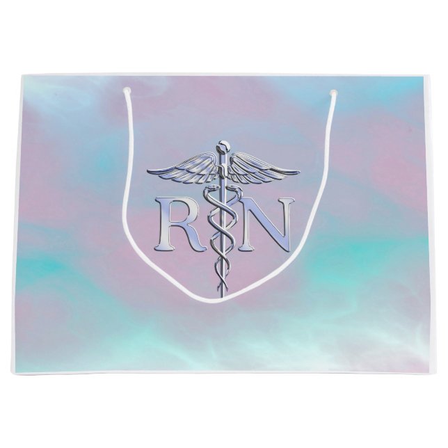 RN Caduceus Medical Mother Pearl Decor Large Gift Bag (Front)