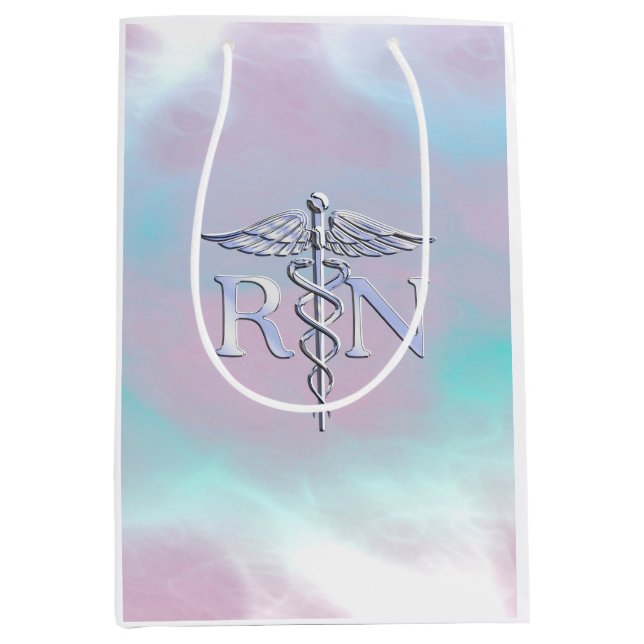 RN Caduceus Medical Mother Pearl Decor Medium Gift Bag (Front)