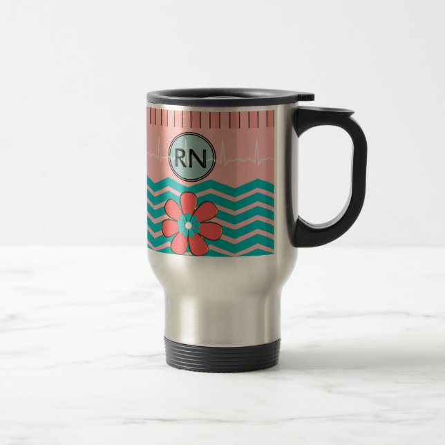 RN Chevron Pattern Pink and Blue Travel Mug (Right)