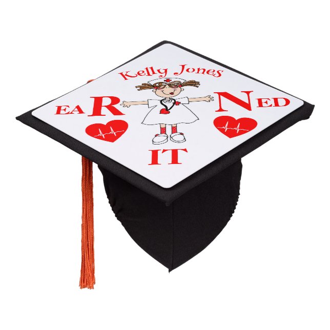 RN Earned it Graduation Cap Topper (Angled)