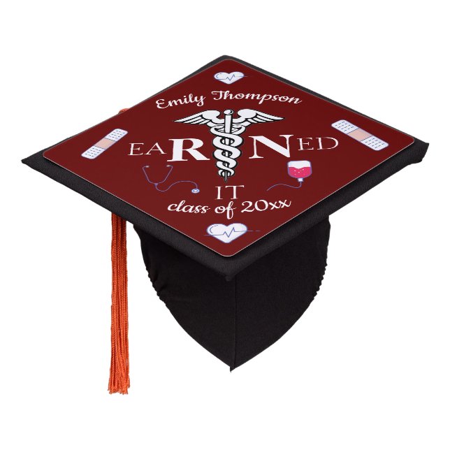 RN Earned it Graduation Cap Topper (Angled)