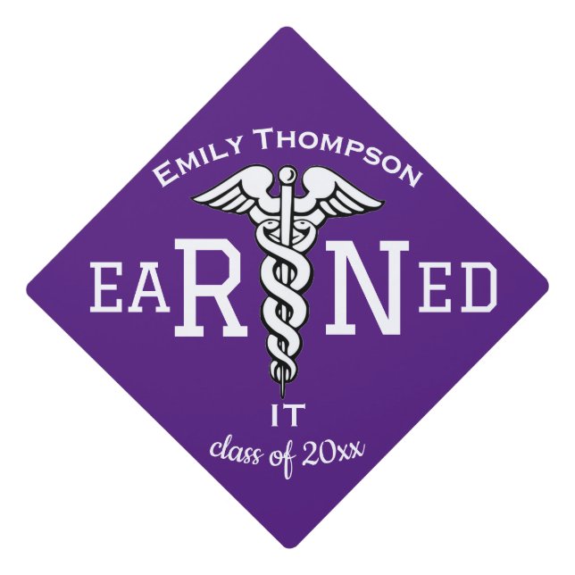 RN Earned it Graduation Cap Topper (Front)