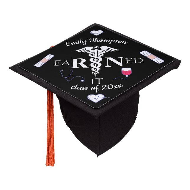 RN Earned it Graduation Cap Topper (Angled)