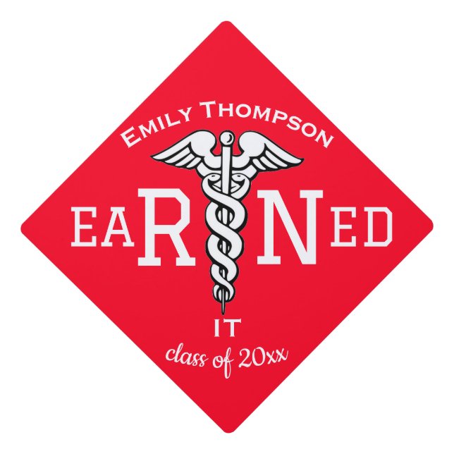 RN Earned it Graduation Cap Topper (Front)