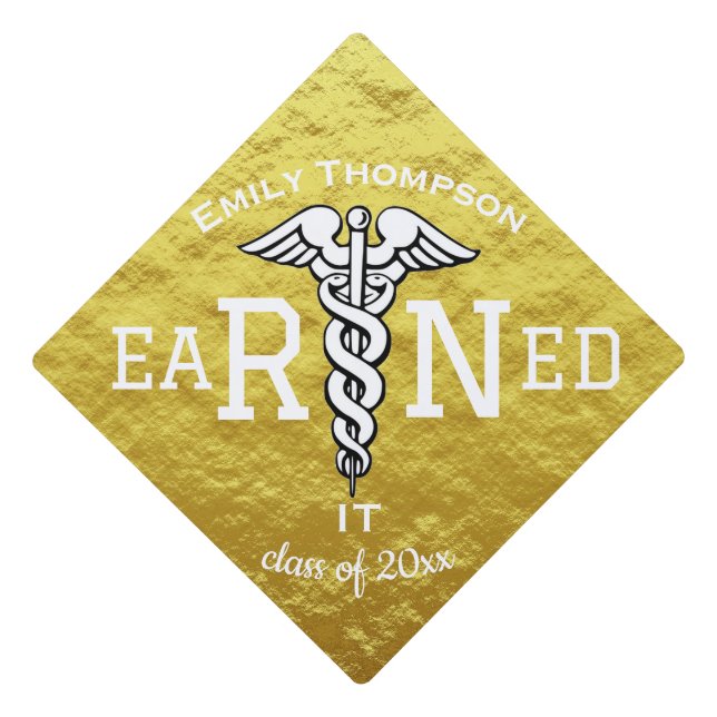 RN Earned it Graduation Cap Topper (Front)